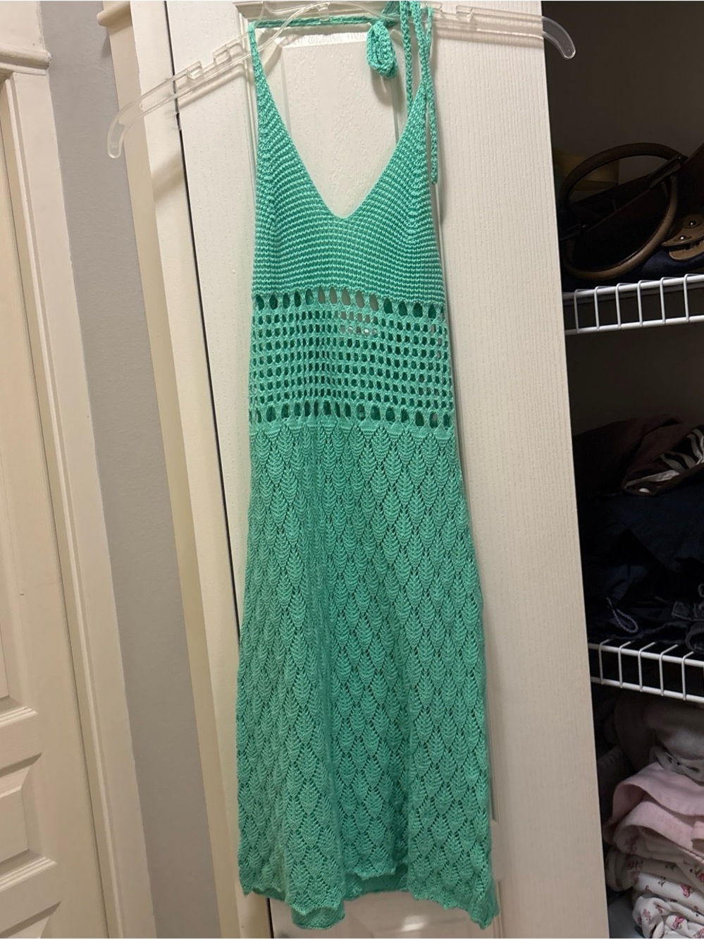 Gimaguas Turquoise Crochet Halter Maxi